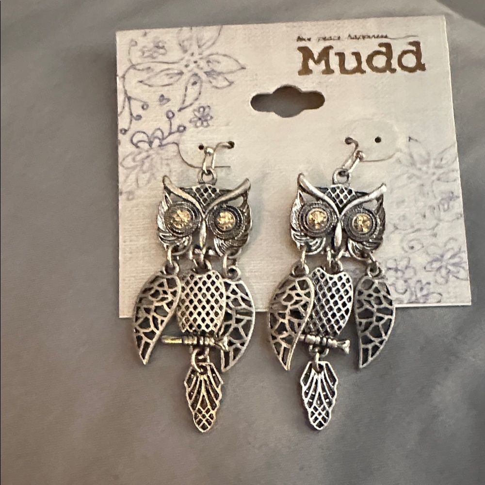 Mudd Silver and Gold Owl Earrings